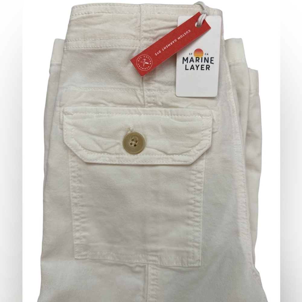 Marine Layer NWT’S Women’s Size 0 Aria Utility Pants Beige Straight Leg Cargo
